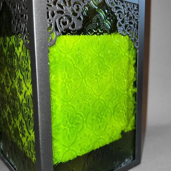 Pier 1 Metal and Green Glass Lantern - Picture 2 of 8